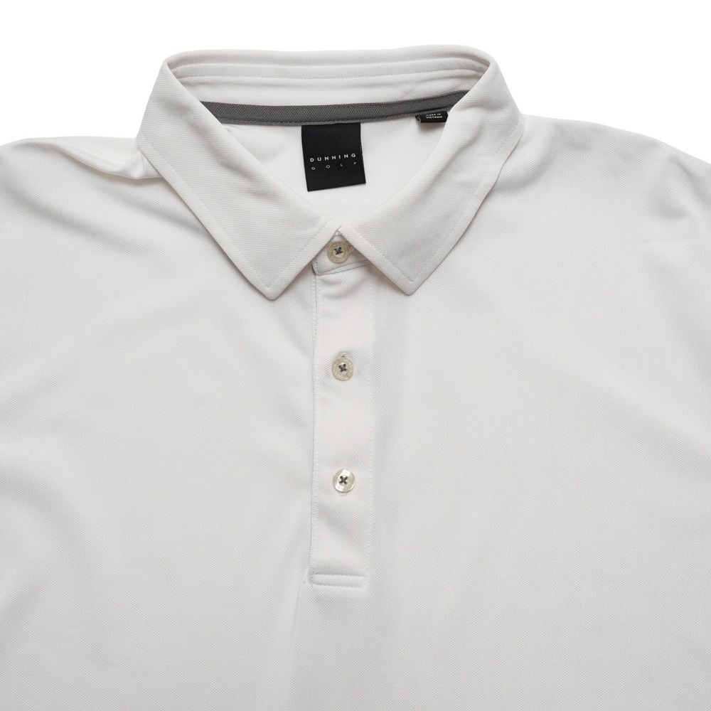 Dunning Golf Polo Mens Large White Short Sleeve Athletic Performance Shirt